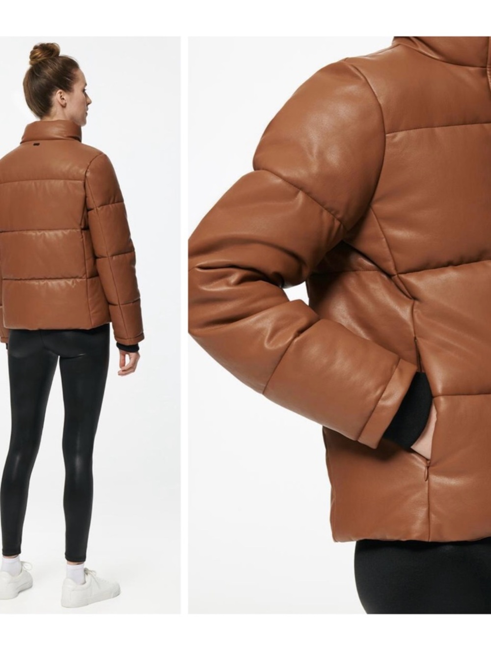 Marc New York Performance Alex Faux Leather Puff Jacket in Brown - Picture 2 of 6